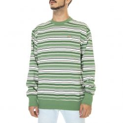 Dickies-Mens Westover Stripe Sweat Dark Ivy Crewneck Sweatshirt