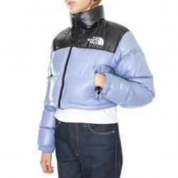 The North Face-Nuptse Cropped Puffer Jacket Folk Blue / Black - Giacca Invernale Donna Blu / Nera-NF0A5GGE73A