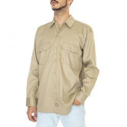 Dickies-Work Shirt LS Rec Khaki - Camicia Uomo Beige
