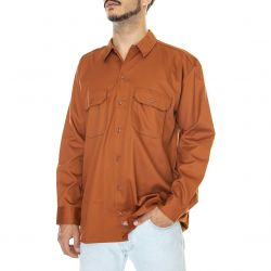 Dickies-Work Shirt LS Rec Gingerbread - Camicia Uomo Marrone