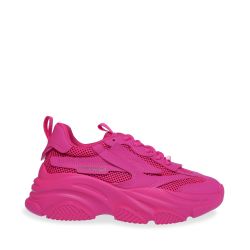 Steve Madden-Womens Possession Fuchsia Lace-Up Low-Profile Shoes-SMPPOSSESSION-FUC