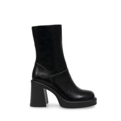 Steve Madden-Womens Finite Black Leat Ankle Boots-SMSFINITE-BLA