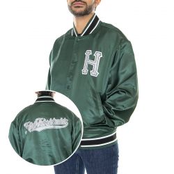 Huf-Crackerjack Satin Baseball Jacket Forest Green - Giacca Invernale Uomo Verde-JK00372-FOGRN