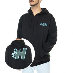 Huf-Mens Enforcer F/Z Hoodie Black Sweatshirt-PF00522-BLACK