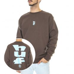 Huf-Mens Megablast Crewneck Chocolate Sweatshirt-PF00535-CHOCO