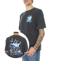 Huf-Mens Space Dolphins Washed S/S Tee Black -TS01849-BLACK