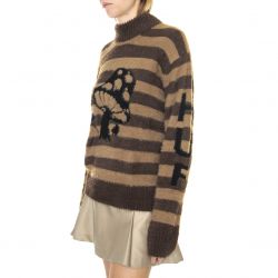 Huf-Shroom Jacquard Knit Sweater Brown - Maglione Girocollo Donna Marrone-WKN0061-BROWN