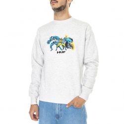 Huf-Mens Team Up Grey Crew-Neck Sweatshirt -PF00558-ATHHR