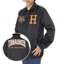 Huf-Mens Huf x Thrasher Split Coaches Black Jacket-JK00385-BLACK