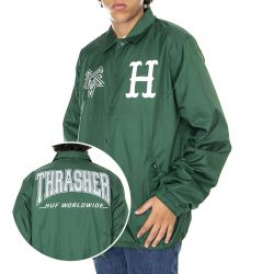 Huf-Mens Huf x Thrasher Split Coaches Forest Green Jacket-JK00385-FOGRN