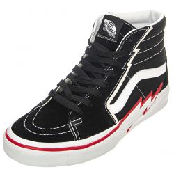 Vans-Mens UA SK8-Hi Bolt Black / Red Lace-Up High-Profile Shoes-VN0A5JIVBRR1