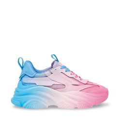Steve Madden-Womens Possession Blue / Pink Lace-Up Low-Profile Shoes-SMPPOSSESSION-BLUPNK