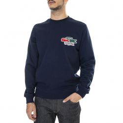 Lacoste-Mens Logo 166 Blue Crew-Neck Sweatshirt