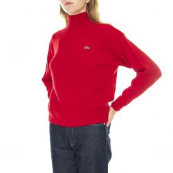 Lacoste-Womens Pullover-240 Red High-Neck Sweater