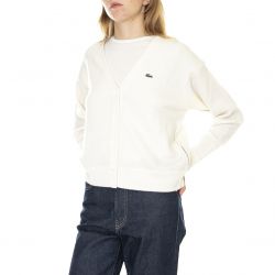 Lacoste-Womens Pullover-70V White Cardigan Sweater