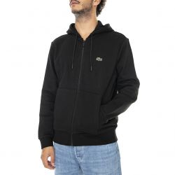 Lacoste-Mens Sweatshirt-031 Black Zip Up Hooded Sweatshirt