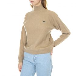 Lacoste-Womens Pullover-Ge2 BeigeHigh-Neck Sweater