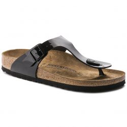 Birkenstock-Womens Gizeh Birko Flor Patent Black Sandals - Narrow Fit-043661