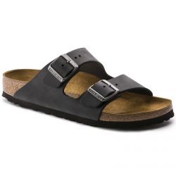 Birkenstock-Unisex Arizona Oiled Leather Black Sandals - Narrow Fit-552113