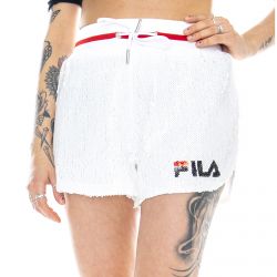 Fila-Womens Kiku Bright White Sequin Shorts-684643-M67