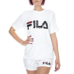 Fila-Womens Kyo Sequin Bright White T-Shirt-684644-M67