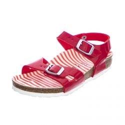 Birkenstock-Kids Rio Nautical Patent Birko Flor Stripes Red Sandals - Narrow Fit-1012720