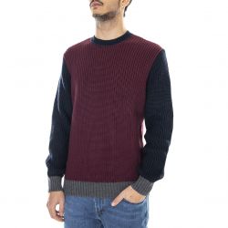 Edwin-Mens Line Navy / Grey Heather Crew-Neck Sweater-I027272-DNG67