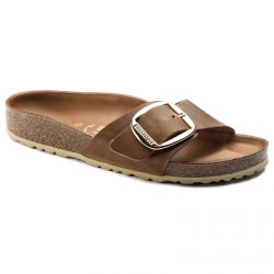 Birkenstock-Madrid Big Buckle Natural Leather Sandals - Cognac - Sandali Donna Marroni - Calzata Stretta-1006525