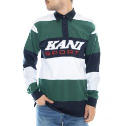 Karl Kani-Sport Rugby Polo Shirt - Green / White / Navy - Polo Maniche Lunghe Uomo Multicolore-KRCKK-M-Q3-2019-19
