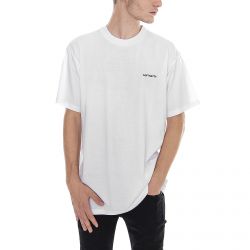 CARHARTT WIP-Mens Script Embroidery White / Black T-Shirt -I025778.03-White / Black