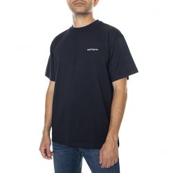CARHARTT WIP-S/S Script Embroidery T-Shirt Dark Navy / White - Maglietta Girocollo Uomo Blu-I025778.1C.90.03