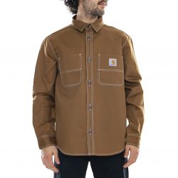 CARHARTT WIP-Chalk Shirt Jac Brown - Camicia Uomo Marrone-I025939.HZ.01.03
