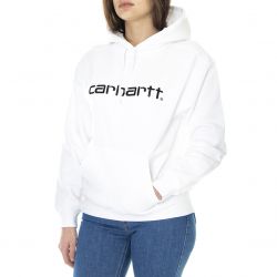 CARHARTT WIP-W' Hooded Carhartt Sweatshirt White / Black - Felpa con Cappuccio Donna Bianca-I027476.02.90.03