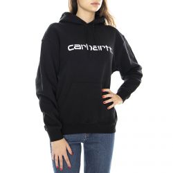 CARHARTT WIP-Wm CARHARTT WIP Hooded Sweatshirt - Black / White - Felpa con Cappuccio Uomo Nera / Bianca-I027476.89.90.03