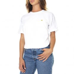 CARHARTT WIP-W' S/S Chasy T-Shirt White / Gold - Maglietta Girocollo Donna Bianca-I027581.02.90.03