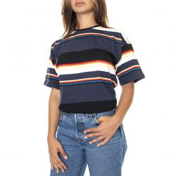 CARHARTT WIP-W' S/S Sunder T-Shirt Sunder Stripe, Blue - Maglietta Girocollo Donna Multicolore-I027844.01.90.03