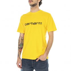 CARHARTT WIP-S/S Script T-Shirt Sunflower / Black - Maglietta Girocollo Uomo Gialla-I023803.08P.90.03