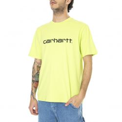 CARHARTT WIP-S/S Script T-Shirt Lime / Black - Maglietta Girocollo Uomo Verde-I023803.09E.90.03