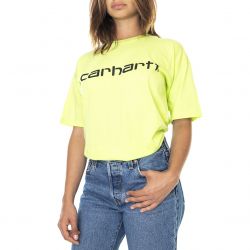 CARHARTT WIP-W' S/S Script T-Shirt Lime / Black - Maglietta Girocollo Donna Verde-I027690.09E.90.03