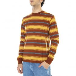 CARHARTT WIP-L/S Buren T-Shirt Buren Stripe, Brandy - Maglietta Girocollo Maniche Lunghe Uomo Multicolore-I028405.0E9.95.03