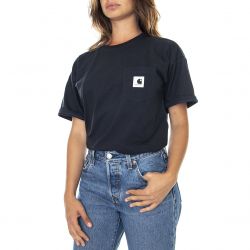 CARHARTT WIP-W' S/S Carrie Pocket T-Shirt Dark Navy - Maglietta Girocollo Donna Blu-I028439.1C.00.03
