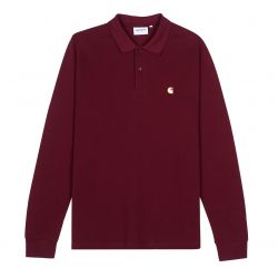 CARHARTT WIP-L/S Chase Pique Polo Bordeaux / Gold - Polo Maniche Lunghe Uomo Bordeaux -I027047.JD.90.03
