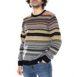 CARHARTT WIP-Mens Gordon Sweater - Gordon Stripe / Dark Grey Heather - Maglione Girocollo Uomo Multicolore-I028416.ZM.90.03