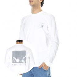 CARHARTT WIP-L/S Reflective Headlight T-Shirt White / Reflective Grey - Maglietta Girocollo Maniche Lunghe Uomo Bianca-I028462.02.90.03