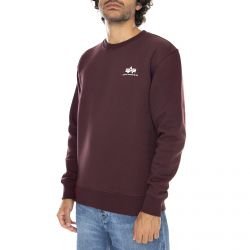Alpha Industries-Mens Basic Small Logo Bordeaux Crew-Neck Sweatshirt-188307-21