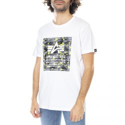 Alpha Industries-Camo Block T-Shirt - White / Digi Black Camo - Maglietta Girocollo Uomo Bianca -198504-593