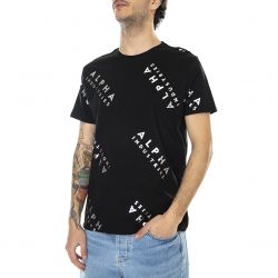 Alpha Industries-Mens Foil Print Black / Metal Silver T-Shirt-116501FP-530