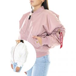 Alpha Industries-Womens MA-1 Os Silver Pink Reversible Jacket-128002-397