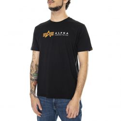 Alpha Industries-Mens Alpha Label Black Crew-Neck T-Shirt-118502-03