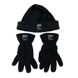 Alpha Industries-Label Fleece Set Black Hat & Gloves-118952-03